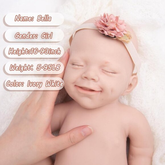 🆕 Full Body Platinum Silicone Baby Dolls Newborn Bella-ivory Reborn Baby Girl - Picture 6 of 8